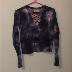 Blue fitted long sleeve top